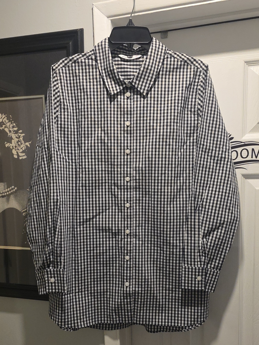 Black and White Gingham Button-Down Shirt